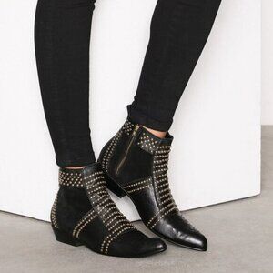 Anine Bing Low Charlie Suede Leather Studded Boot Women Size 37